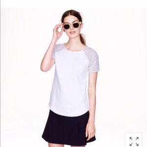 J.Crew Light Blue Lace-sleeve Top, Size M